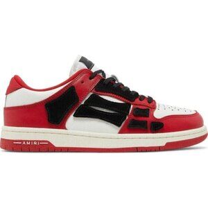 AMIRI Skel Skeleton Low-Top Leather Sneakers 48 US 15 Mens Black Red Defect New